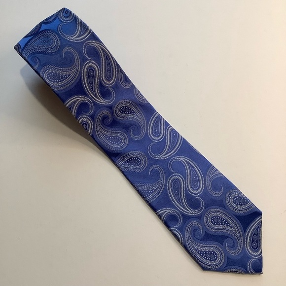MICHAEL KORS Silk Medium Blue Woven Paisley Tie - Picture 2 of 10